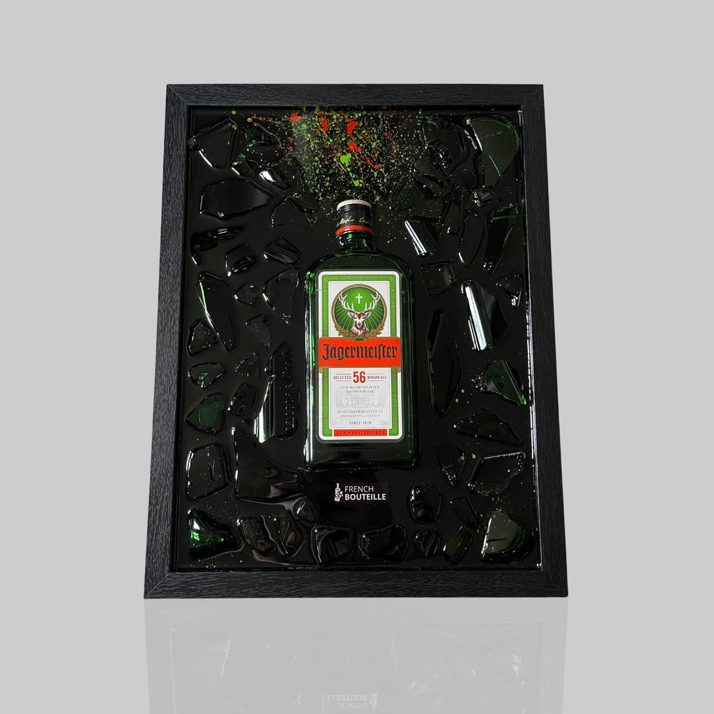 tableau bouteille cassée Jagermeister epoxy french bouteille marque française