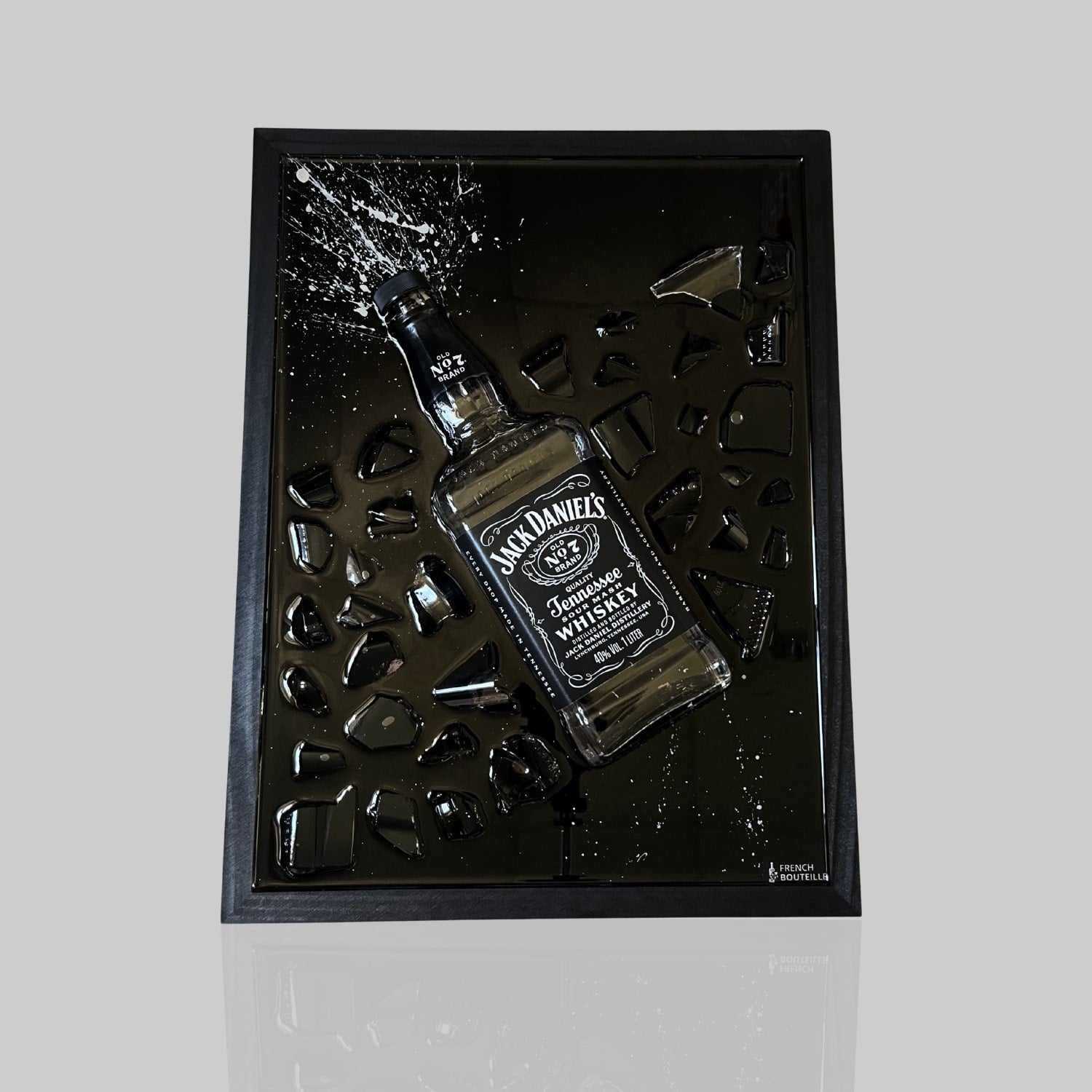 Tableau bouteille cassée jack daniels whisky french bouteille