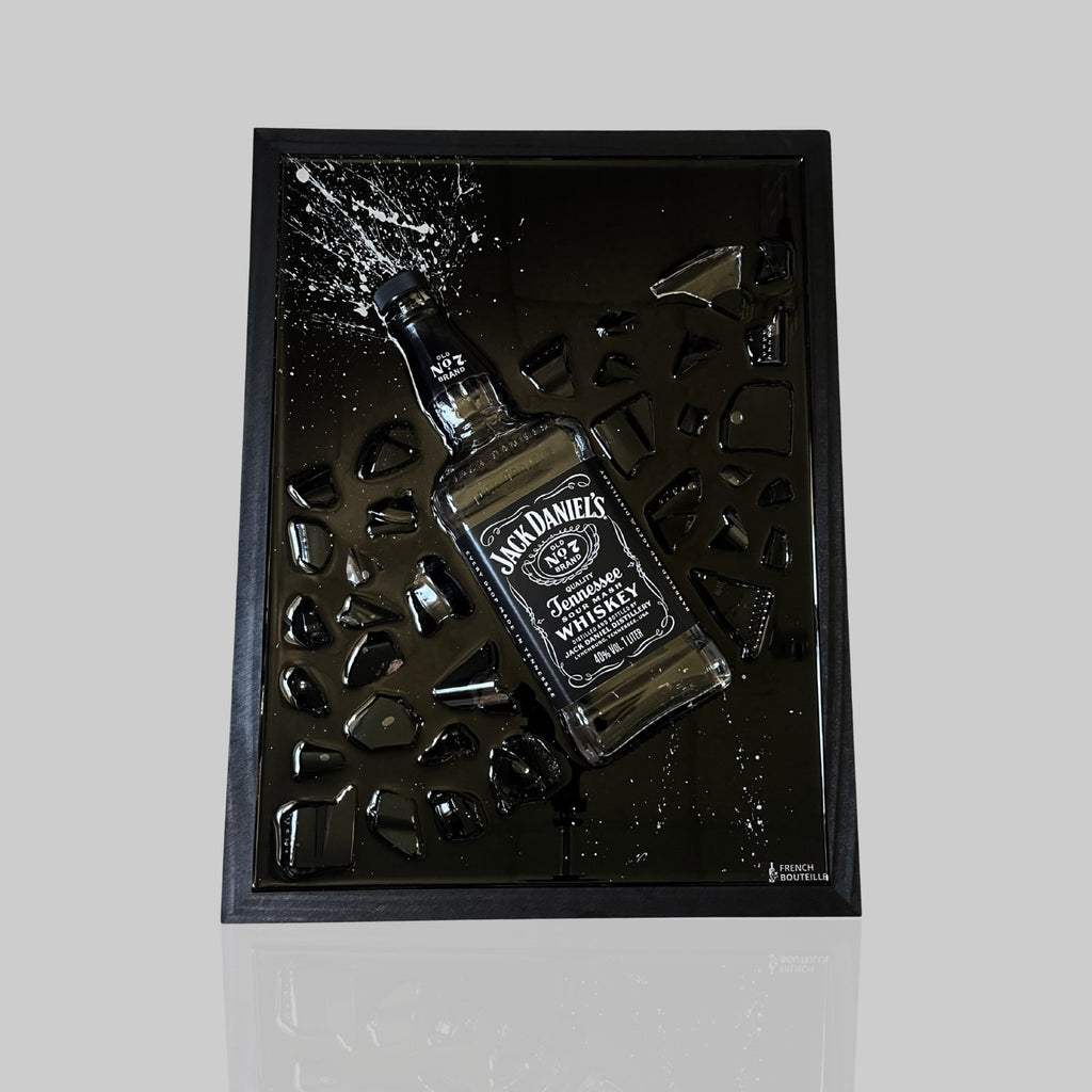 Tableau bouteille cassée jack daniels whisky french bouteille